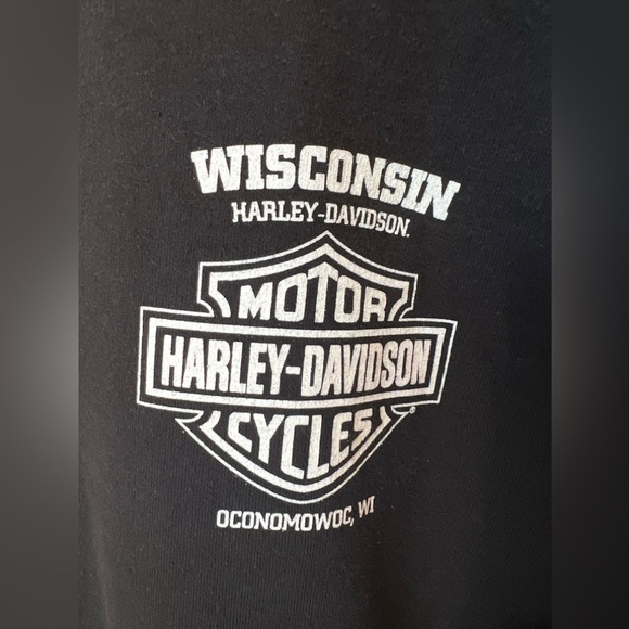 Harley Davidson Sweatshirt Mens Black L Motorcycle 1/4 Zip Skull Eagle Wisconsin - Picture 10 of 14